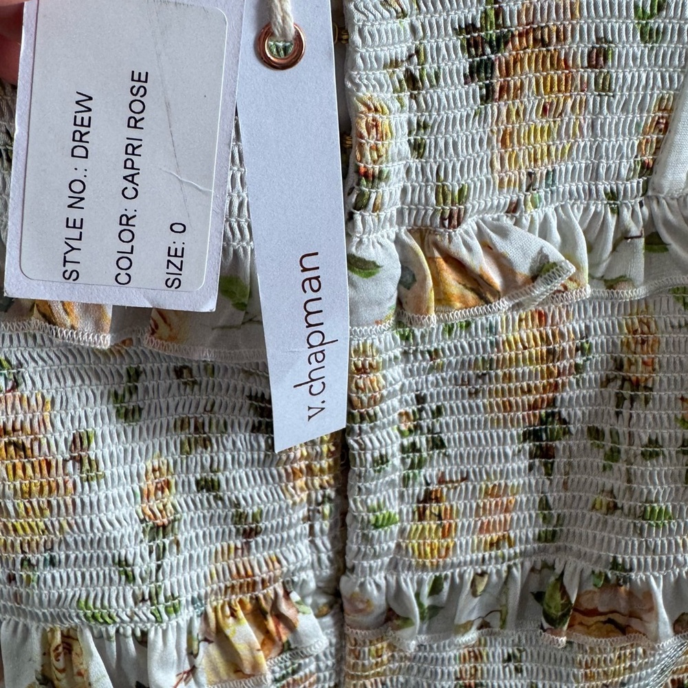 V. Chapman Floral Mini Dress in Cream and Yellow - Picture 8 of 12
